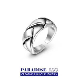 PARADISE 粗編織 開口 裂痕 戒指 時尚 指環 鈦鋼 可調節 歐美 316L 最高品質 不掉色不過敏