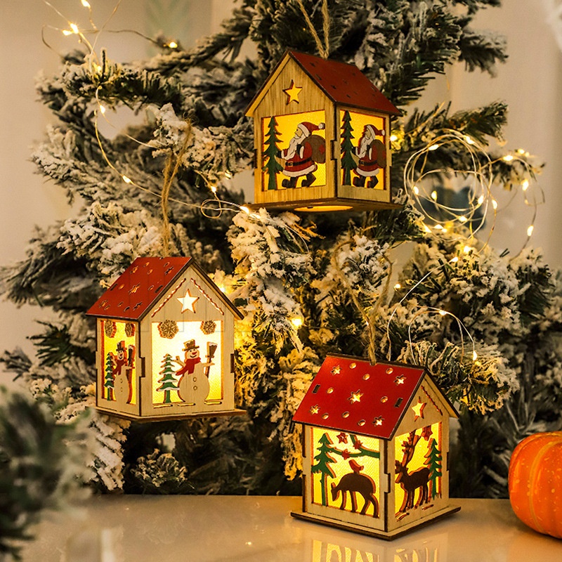 迷你發光小屋小夜燈 / LED 夜光木屋 / 聖誕樹哈寧挂件 / 創意燈風燈籠派對禮物 / 聖誕家居裝飾