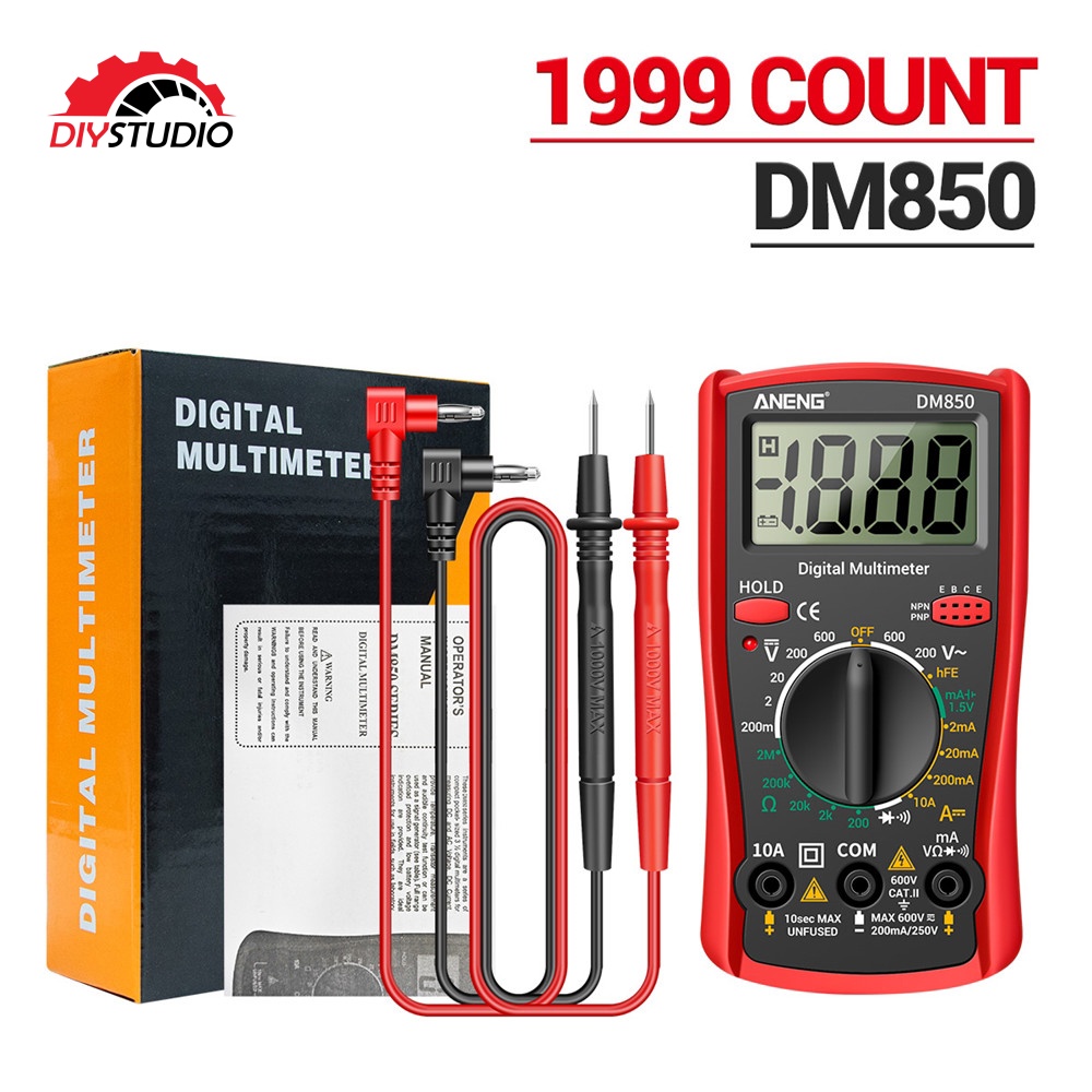 Diystudio【現貨】 DM850 最大顯示1999數字萬用表高精度小型家用萬用表