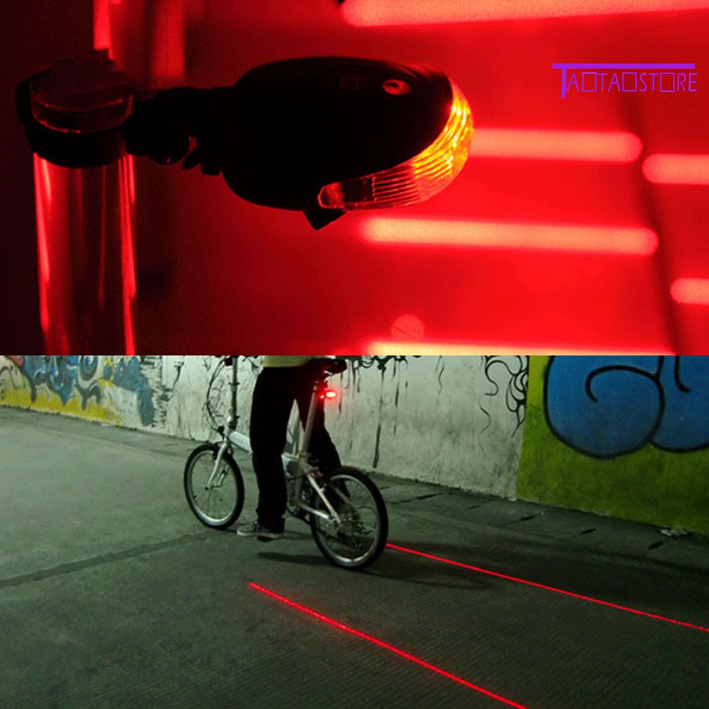 【西遇百貨】腳踏車雷射尾燈 5LED平行線雷射鐳射尾燈 山地車安全警示燈