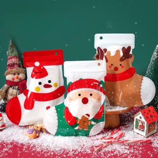 新年派對聖誕包裝裝飾/聖誕老人雪人樹脂糖果袋/聖誕老人雪人麋鹿糖果袋/聖誕自封糖果袋襪子靴形