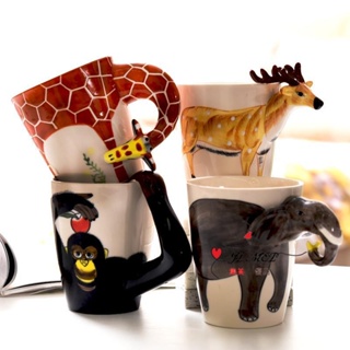 3D立體動物馬克杯 手繪陶瓷杯 牛奶杯 咖啡杯 冷萃杯 冷萃咖啡杯 奶茶杯 早餐杯 花茶杯 水杯