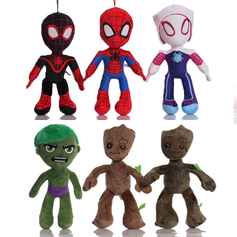 電影復仇者聯盟蜘蛛俠毛絨玩具格魯特綠巨人格溫彼得帕克娃娃毛絨玩具兒童