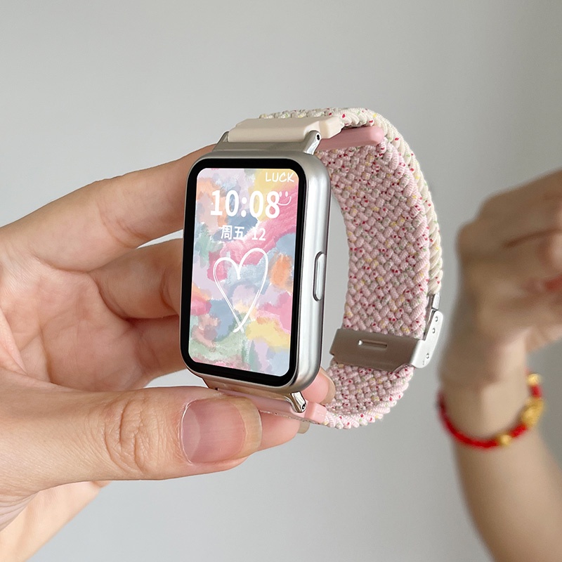 適用於 小米手環8 Pro / Huawei Watch Fit 2 華為Fit一代二代 拼色編織卡扣錶帶 保護殼 輕奢