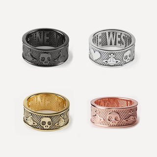 高版 Westwood Vivienne Punk 寬麵骷髏土星戒指 Vivienne 情侶情侶戒指