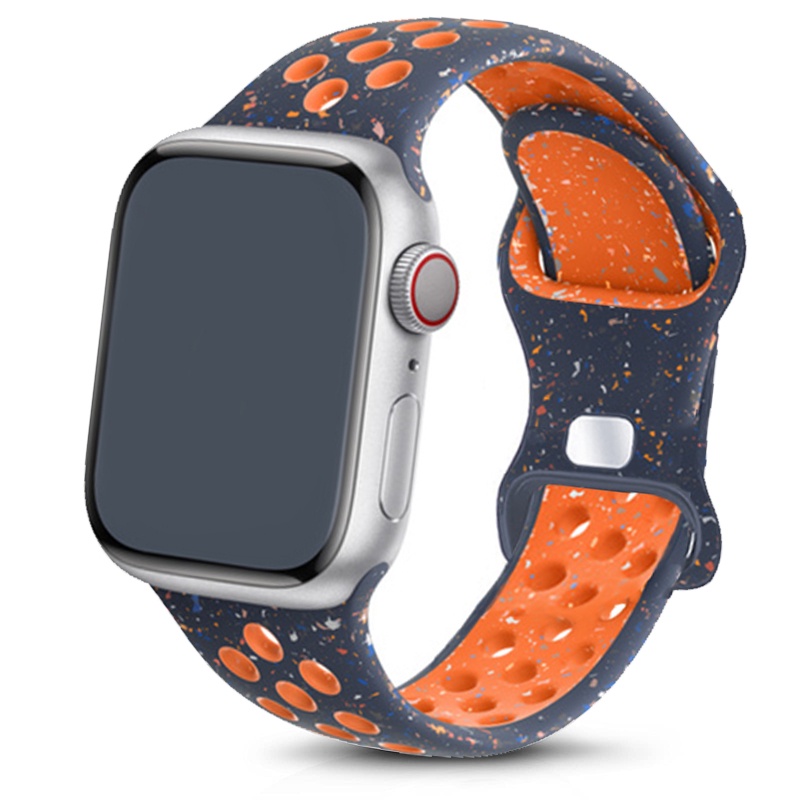 原裝運動橡膠錶帶彩色顆粒錶帶兼容 Apple Watch ultra 49/45/44/42/41/40/38mm IW