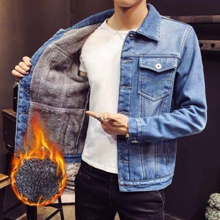 🌟Lovely愛出貨🌟M~4XL 秋冬季加絨加厚牛仔外套男冬裝韓版潮流寬鬆上衣休閒百搭夾克男大尺碼 防風外套 保暖外套