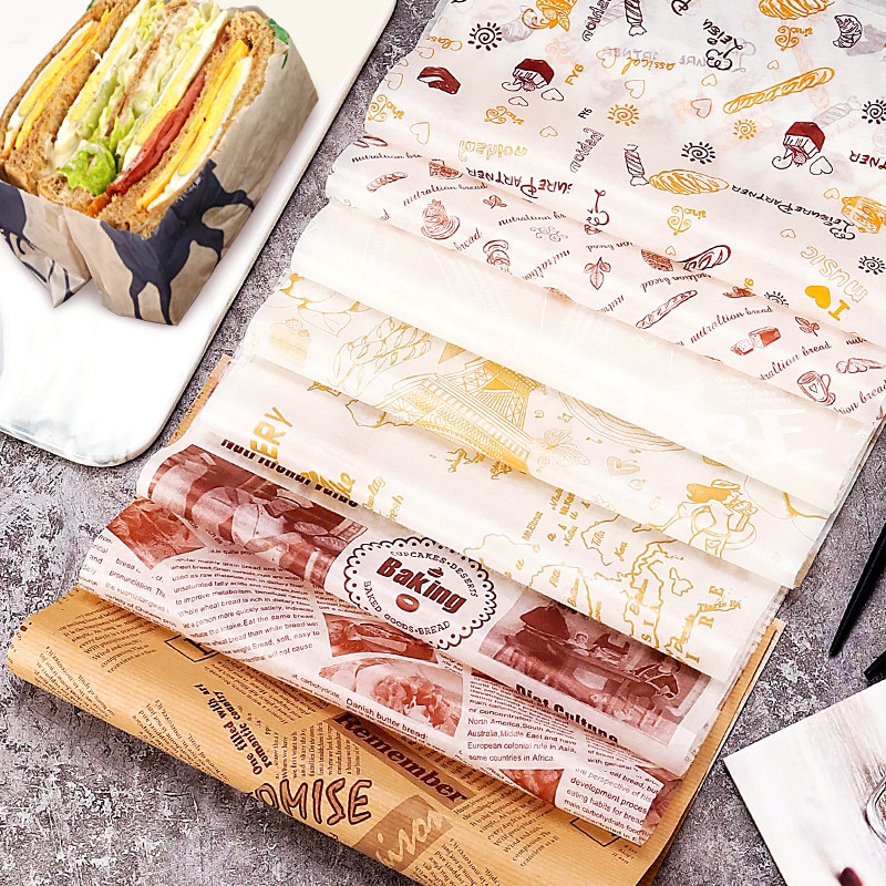 【客製化】【三明治包裝紙】 三明治包裝紙 可切可微波 家用食品級 麵包墊盤紙 烘焙吸油 防油 漢堡紙