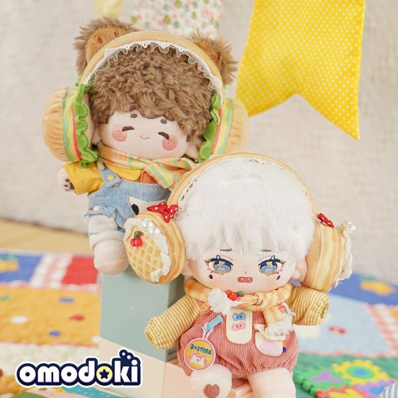 omodoki 原創 20cm 棉花 娃娃 娃用 配件 漢堡 鬆餅 食物 耳罩 圍巾 套裝1130