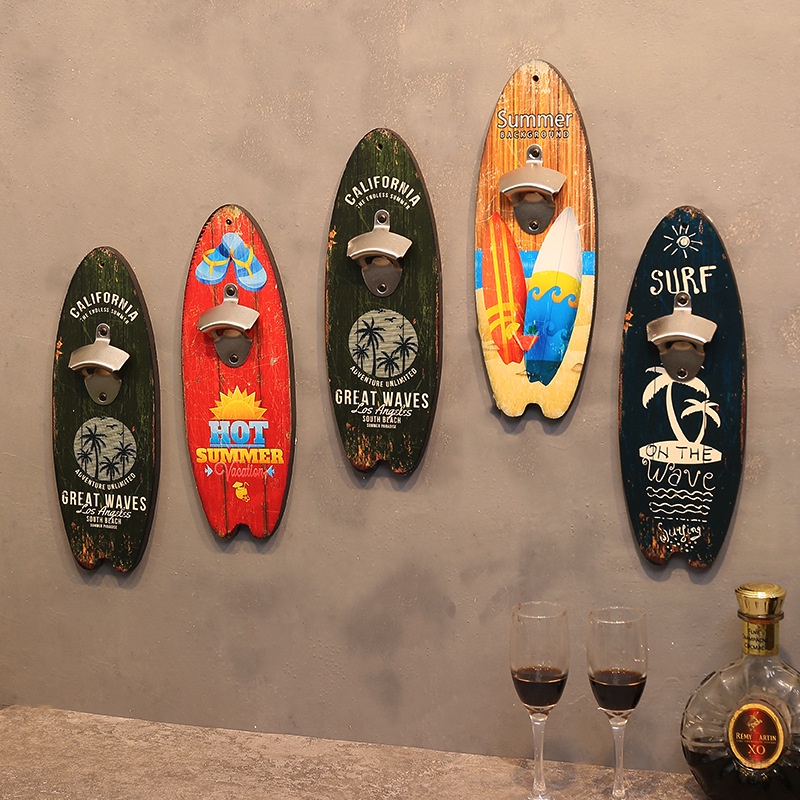復古木質衝浪板啤酒開瓶器酒吧民宿牆壁裝飾吊飾飯店牆面裝飾吊飾