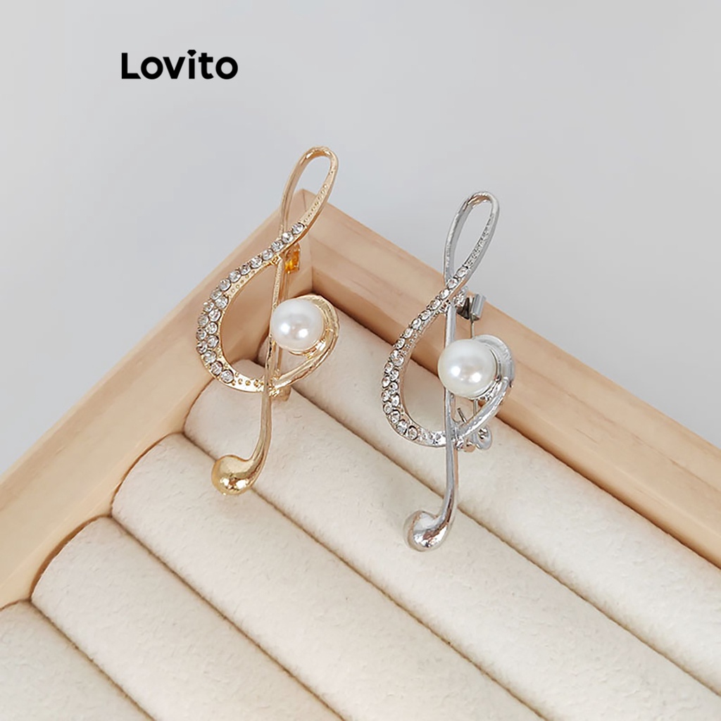 Lovito 女士休閒素色基本圖案金屬胸針 LFA09135
