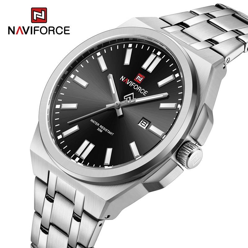 Naviforce 9226 品牌原裝男士手錶不銹鋼錶帶石英手錶商務防水夜光時鐘