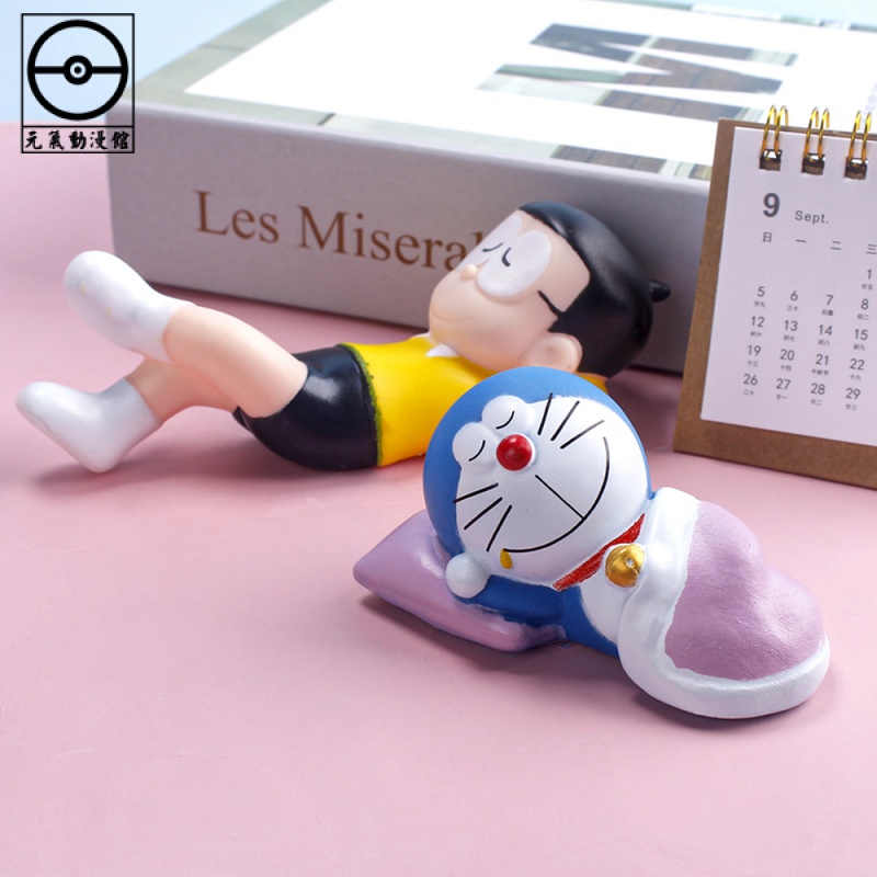 元氣動漫  動漫 哆啦A夢 Doraemon 叮噹貓 野比大雄 蓋被睡眠 Q版蛋糕裝飾公仔人偶模型玩具娃娃手辦擺件兒童生
