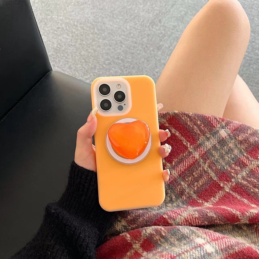iphone最新果凍款帶磁吸+支架手機殼橙色 適用於iphone15 14 13 12 11
