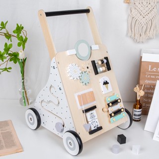 🌈兒童木製手推車學步車玩具10-24個月寶寶學走路防O型腿側翻助步車