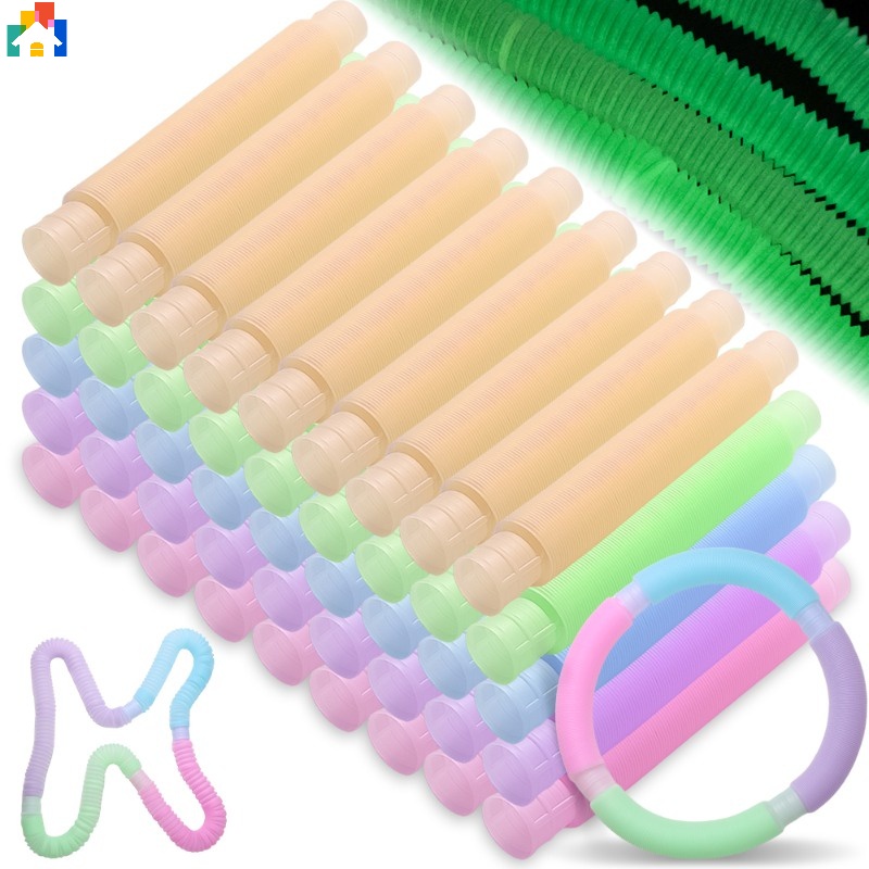 搞笑隨機顏色發光伸縮彈管減壓玩具精緻靈活伸縮感官訓練指尖玩具