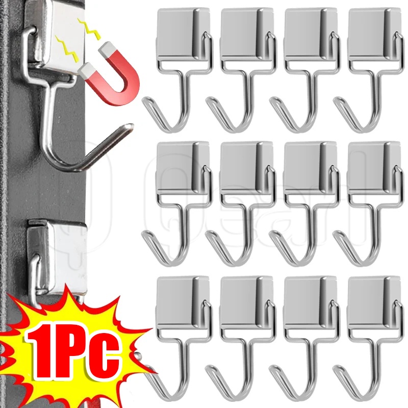 壁掛式方形強磁掛鉤 - 重型磁鐵掛鉤 - 適用於家庭廚房儲物掛鉤 - 可拆卸金屬冰箱掛鉤 - 創意迷你鑰匙毛巾小工具衣架