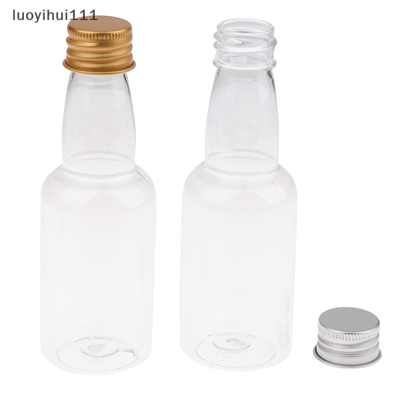 [現發] 10pcs 50ml 迷你透明 PET 可再填充小酒瓶用於派對婚禮酒瓶帶防漏螺旋蓋 [TW]