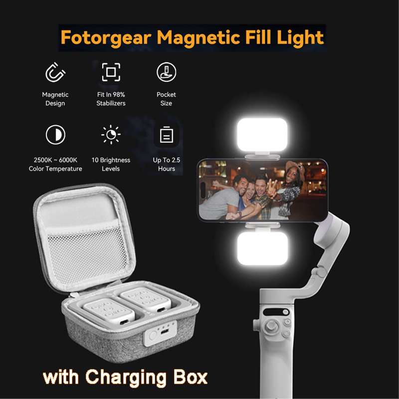 Vectorgear GBL01 磁性迷你補光燈帶充電盒適用於 DJI Osmo Mobile 6/SE/智雲 SMOO