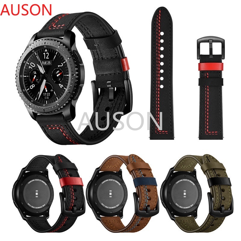 AUSON 高品質真皮小牛皮錶帶 適用於華為 Watch GT 4 GT3 Pro SE 三星 20mm 22mm