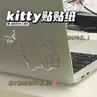 S&C家kitty銀色貼紙卡通可愛kitty周邊手機電腦機車汽車貼紙pvc