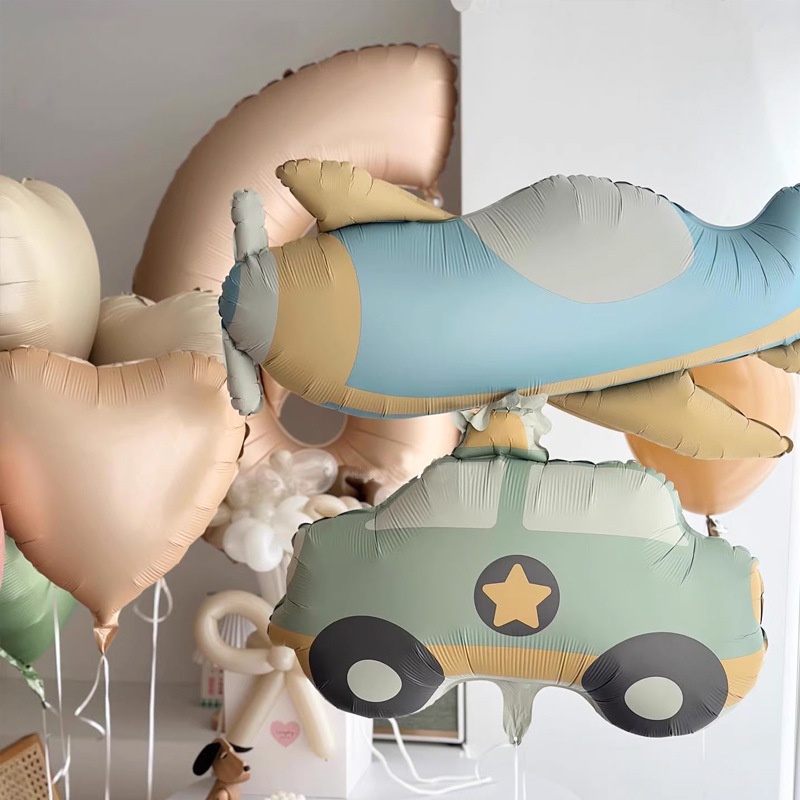 磨砂汽車飛機熊彩虹鋁膜氣球兒童生日派對主題玩具氣球