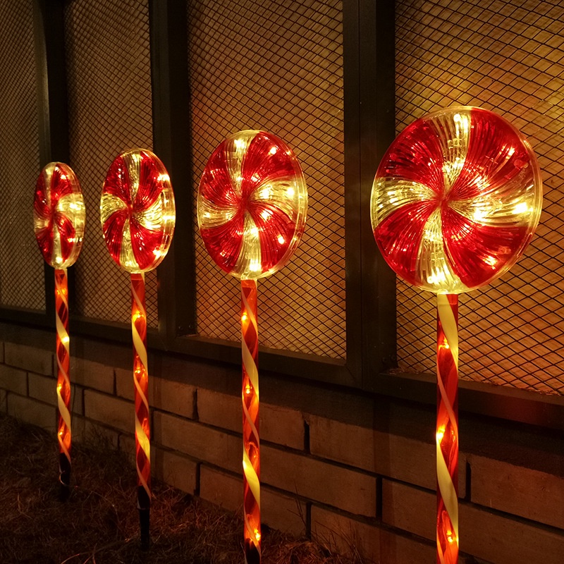 4 件裝太陽能聖誕糖果手杖燈路燈戶外棒棒糖燈串裝飾太陽能 LED 燈新年假期裝飾