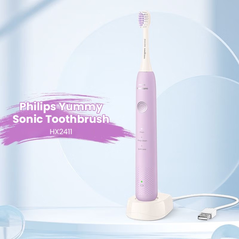 飛利浦 電動牙刷 HX2411 聲波電動牙刷 30,000rpm 3 种模式深層清潔牙齒 牙齦護理 USB充電牙刷