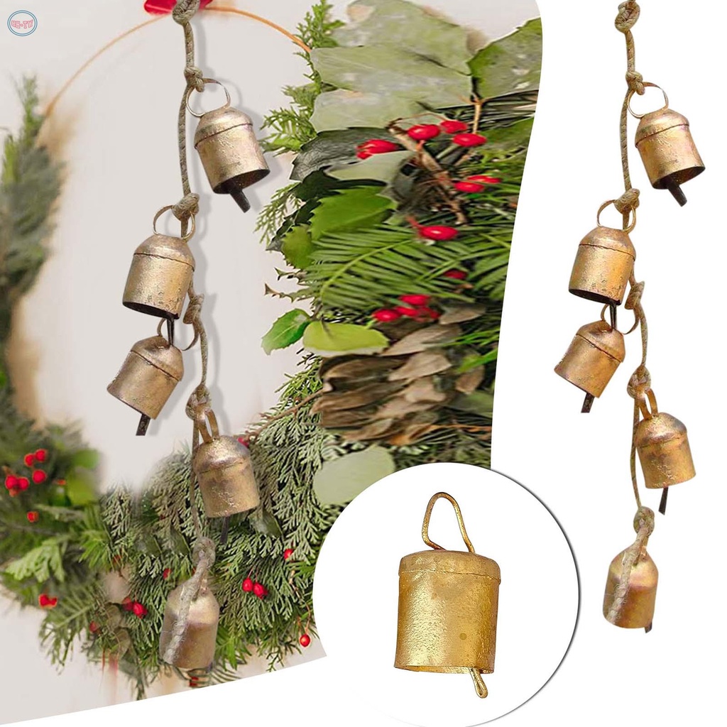 手工藝品金屬牛鈴黃麻繩上的手工聖誕裝飾鈴鐺