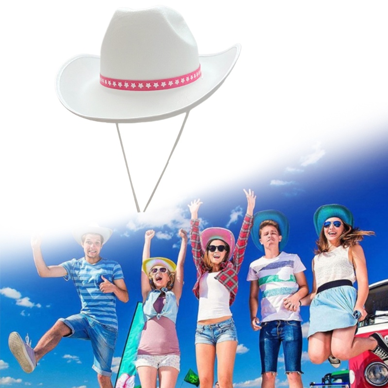 Xy 白色帽子服裝配飾西部牛仔帽多用途裝飾兒童女孩服裝角色扮演道具裝飾品