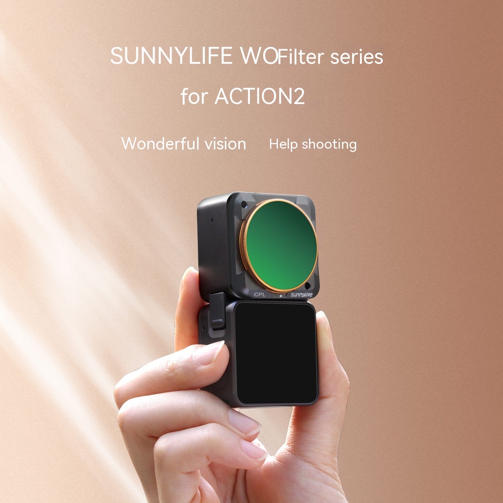 Sunnylife適用於DJI OSMO ACTION 2濾鏡磁吸ND16可調ND/PL潛水濾鏡運動相機配件
