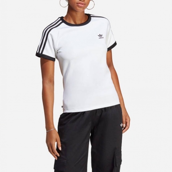 Adidas Slim 3 Str Tee IB7441 女 短袖 上衣 T恤 運動 休閒 復古 三葉草 修身 白黑