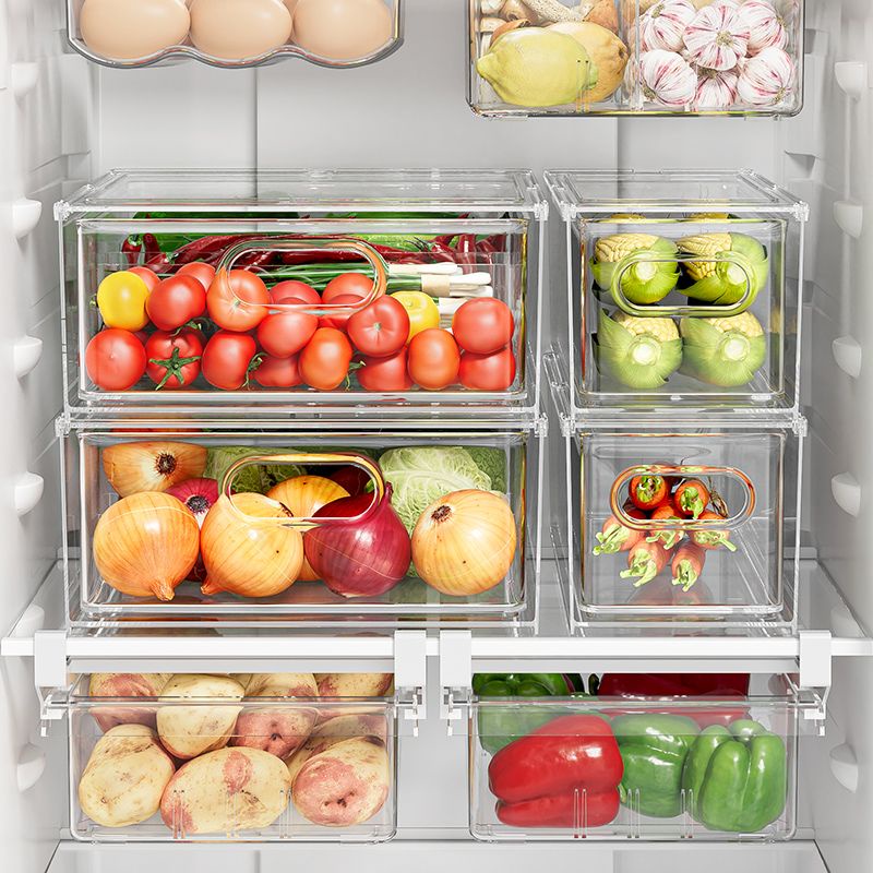 冰箱抽屜式收納盒 家用多功能瀝水冷凍食品保鮮盒 大容量疊加收納箱