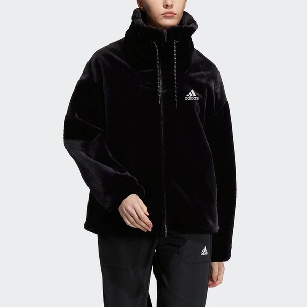 Adidas Sty W Fur Jkt H07395 女 立領外套 舒適 保暖 運動 休閒 時髦 亞洲尺寸 黑