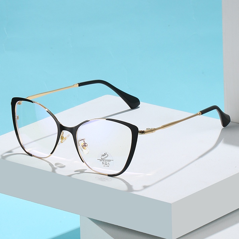 2023 防藍光女士貓眼眼鏡框超大光學眼鏡框透明眼鏡