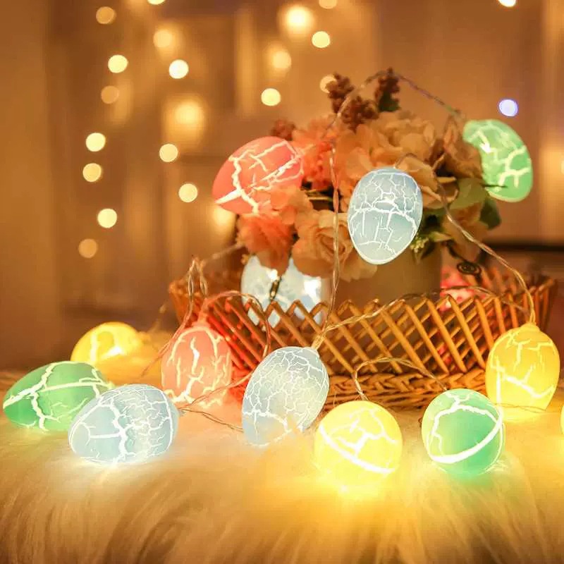 创意复活节装饰灯 led彩蛋灯串 镂空鸡蛋破壳蛋 LED發光 復活節彩蛋 塑膠蛋殼 發光彩蛋 空白蛋 扭蛋殼