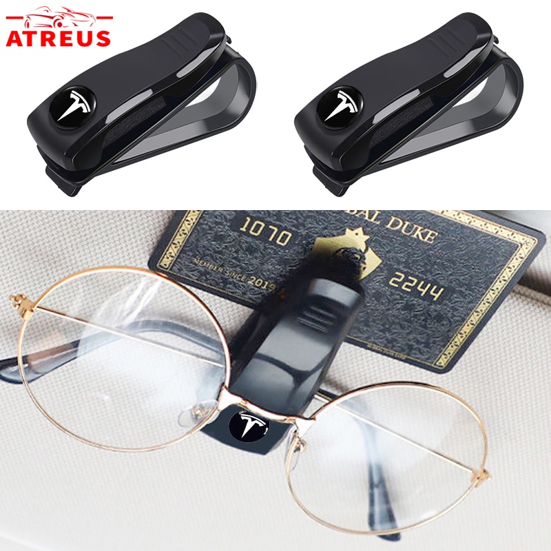 特斯拉汽車遮陽板太陽鏡夾卡票夾收納盒眼鏡夾適用於特斯拉 Model 3 Y S X 2023 2024