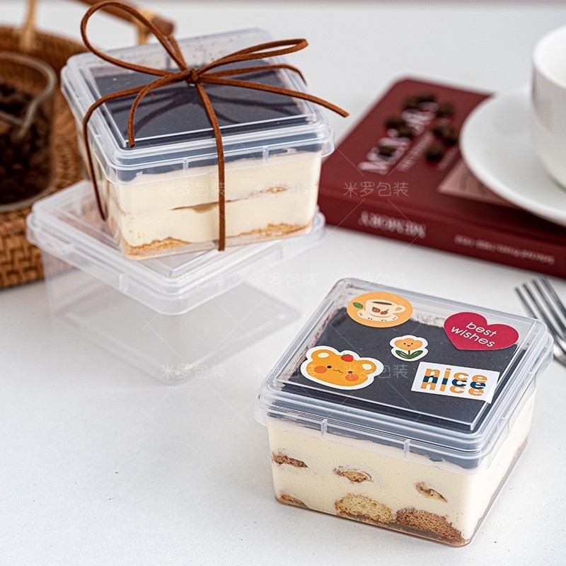 【現貨】【提拉米蘇盒】老奶油 蛋糕 包裝盒 烘焙 甜點 千層 提拉米蘇 慕斯 下午茶 三明治 打包盒子