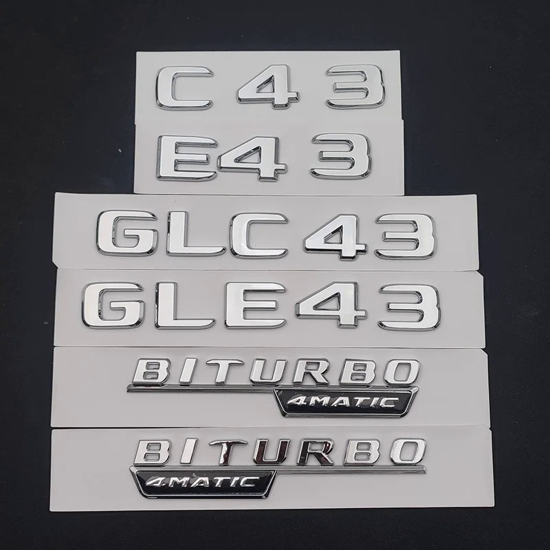 3d 汽車後備箱貼紙 C43 E43 GLE43 GLC43 BITURBO 4MATIC 標誌標誌梅賽德斯 AMG W