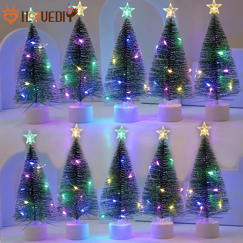 發光松針樹 / LED 迷你聖誕樹燈 / LED 迷你聖誕樹帶多色燈串 / 小松針樹燈桌面裝飾品 / 新年裝飾 /