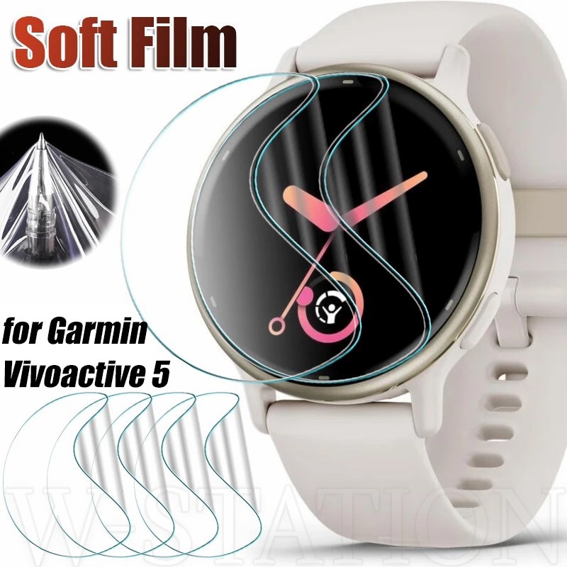 Garmin Vivoactive 5 的防刮 9D 全覆蓋水凝膠膜 / 柔軟彎曲透明屏幕保護膜 / 非玻璃智能手錶配件