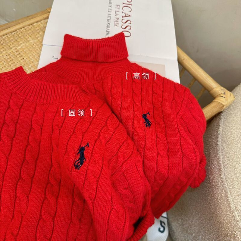 男童女童紅色毛衣厚款韓版兒童寶寶秋冬拜年服新款過年服針織衫潮
