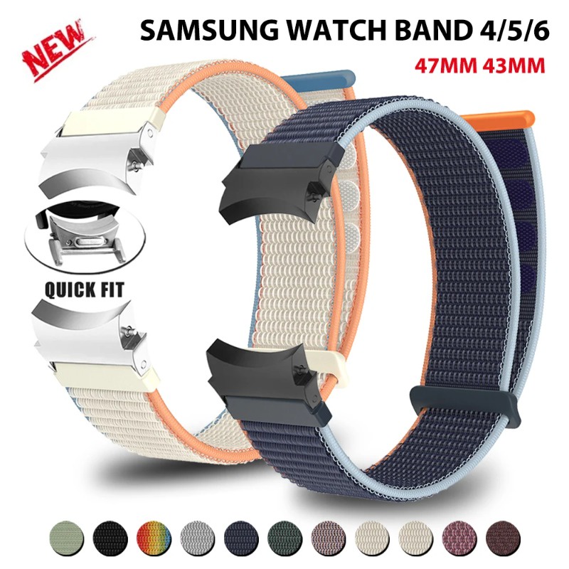 快拆弧口表带 尼龙表带 适用三星Samsung Galaxy Watch6 classic 43/47mm魔术贴表带