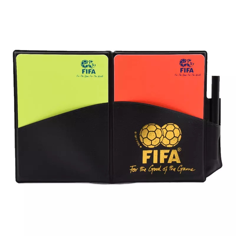 FIFA足球裁判紅黃牌套裝 帶判罰記錄紙和裁判筆