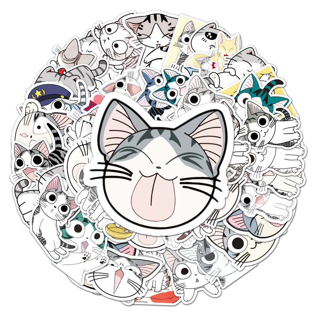 53張起司貓小貓咪卡通可愛創意私房貓行李箱冰箱筆記本文具貼紙