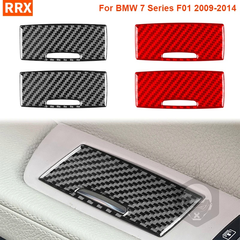 BMW 適用於寶馬 7 系 F01 2009-2014 後門煙灰缸面板真正的碳纖維貼紙蓋裝飾汽車內飾配件