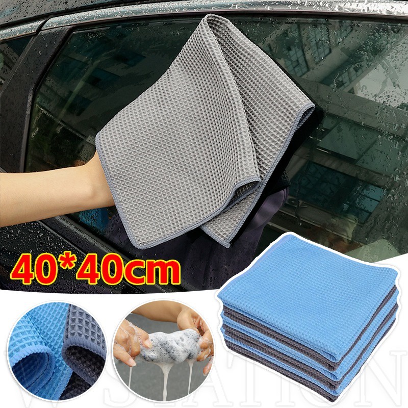 40 * 40 厘米柔軟超細纖維汽車清潔毛巾 - 超吸水汽車細節抹布 ​- 華夫格編織窗玻璃清洗乾燥布 - 汽車護理配件