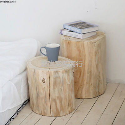 、北歐實木圓凳原木樹樁木樁擺件根雕凳子木墩子換鞋凳客廳簡約茶几