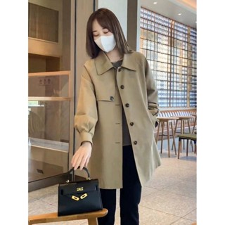 桃園出貨 中長款高階感風衣女春鞦季新款韓版寬鬆百搭氣質卡其色大衣外套女 限時特賣2