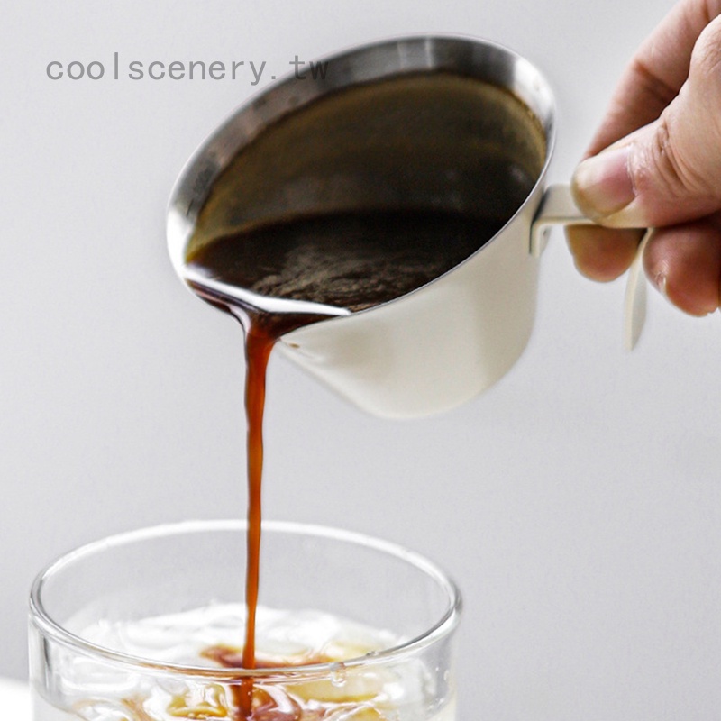304不鏽鋼濃縮咖啡杯 帶嘴手衝咖啡萃取量杯 盎司澤田杯奶盅接液杯